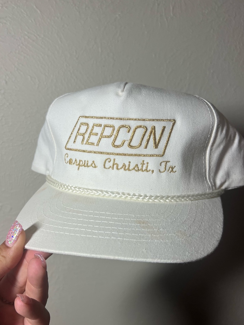 Vintage White and Gold Repcon Corpus Christi Snapback Hat
